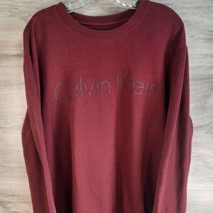 Calvin Klein Men's XL Maroon Crew Neck Sweatshirt Pullover